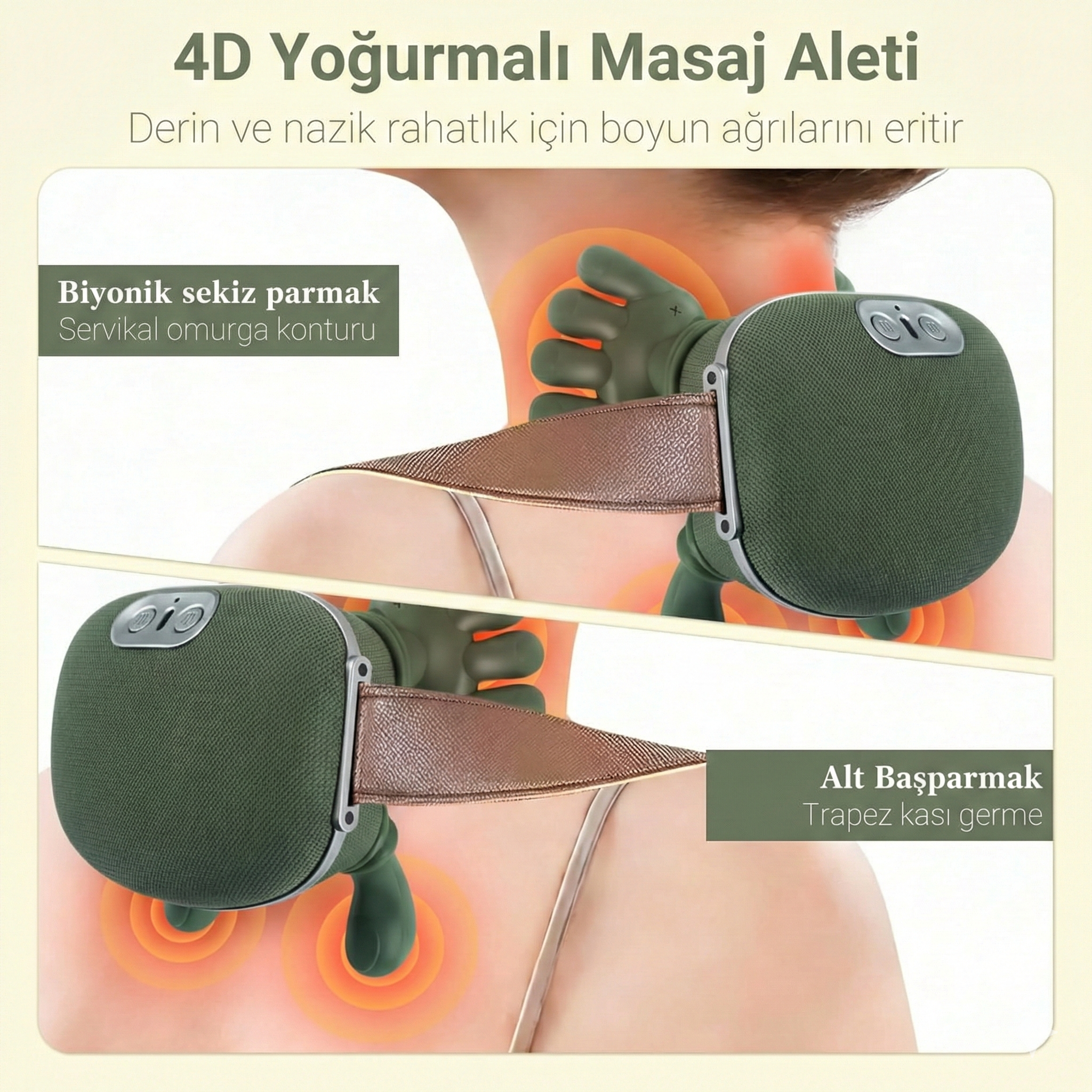 Blancomed Isıtmalı El Şekilli Taşınabilir Şarjlı Masaj Cihazı