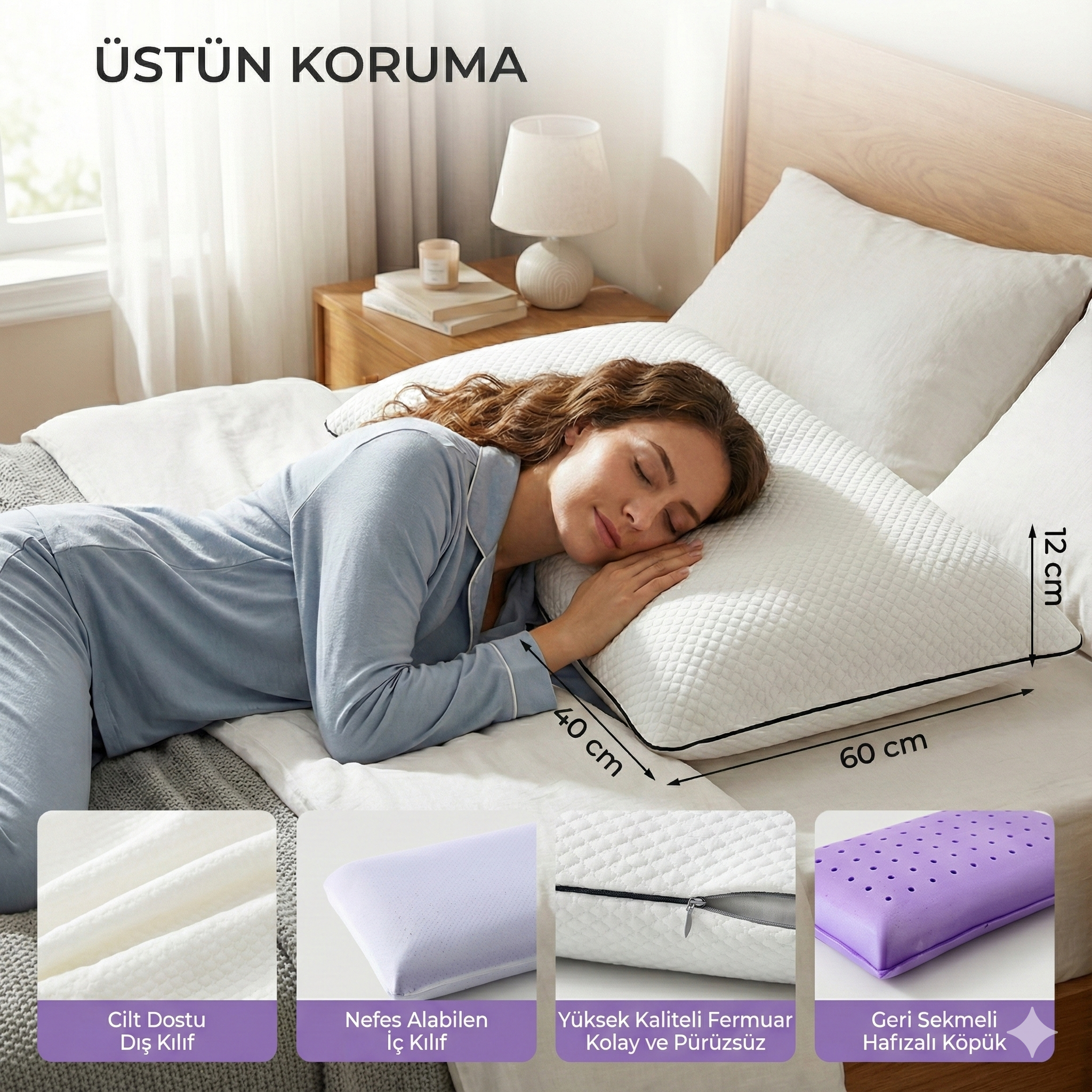 Ortopedik Visco Sırt ve Boyun Destek Yastığı